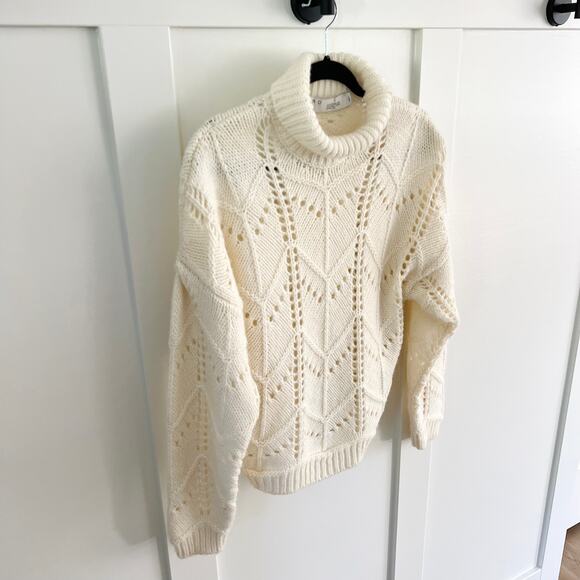 IRO Lovely Wool Blend Open Stitch Cream White Knit Sweater Size Small - Picture 4 of 6